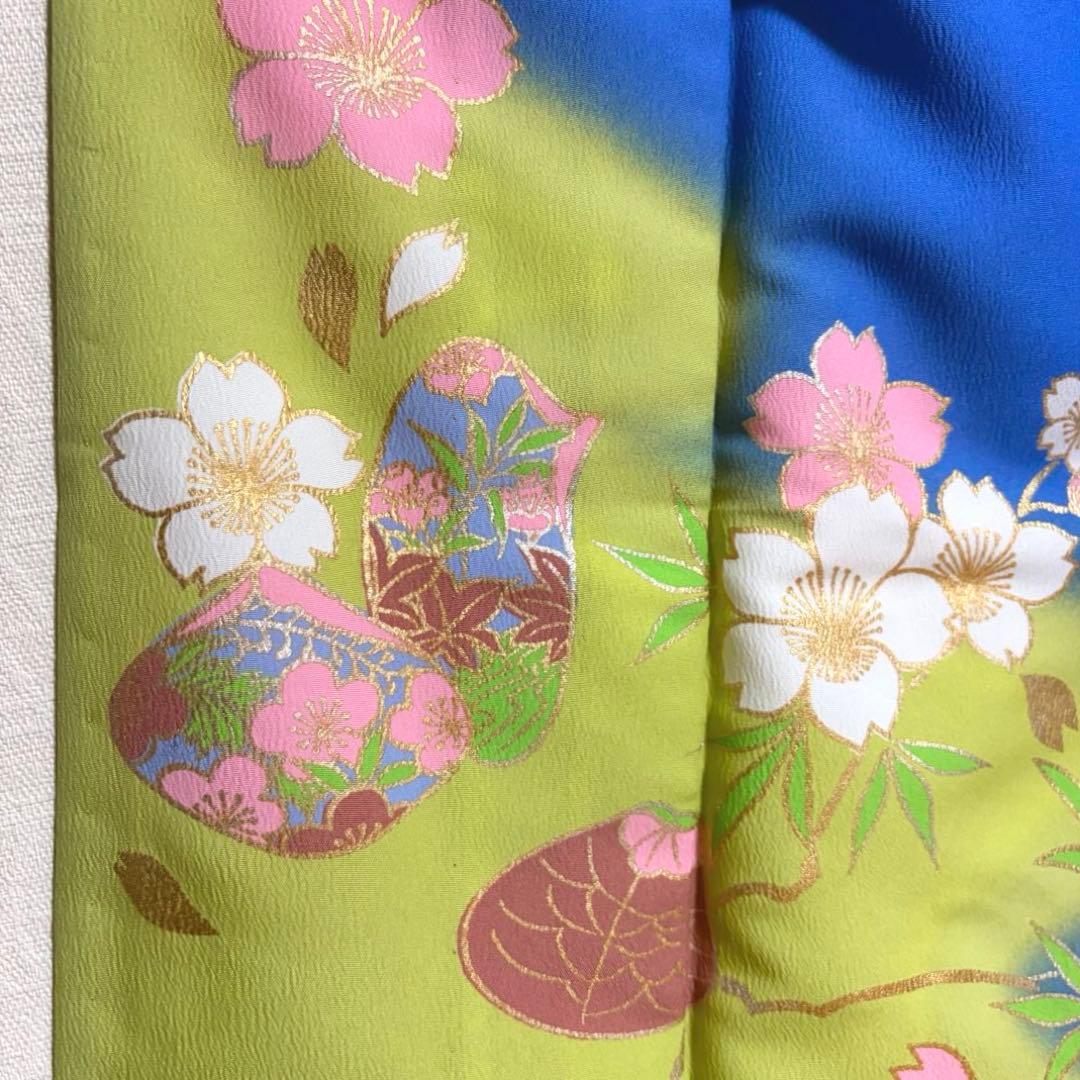 【舞台衣装】 。桜に貝合わせのような模様 単衣 バチ衿 身丈約161cm