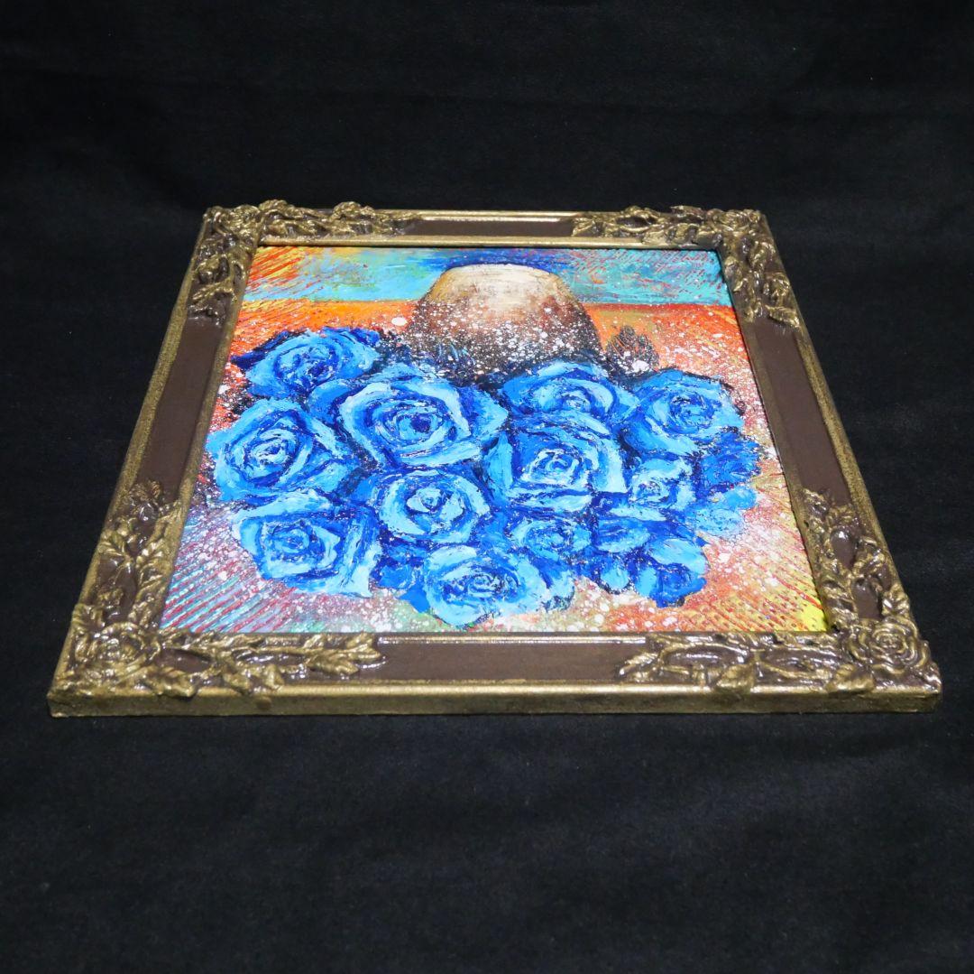 油絵 油彩 油彩画 絵 絵画【青い薔薇】