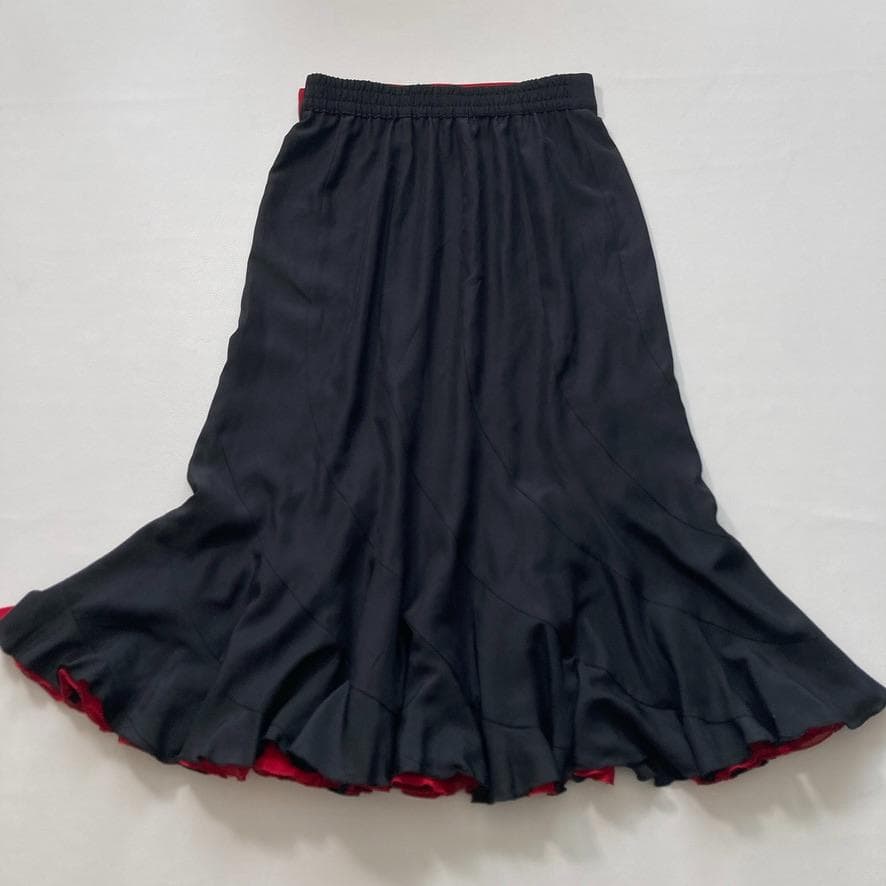 【美品】チャコット　社交ダンス リバーシブル ラップスカート 2WAY 黒 赤