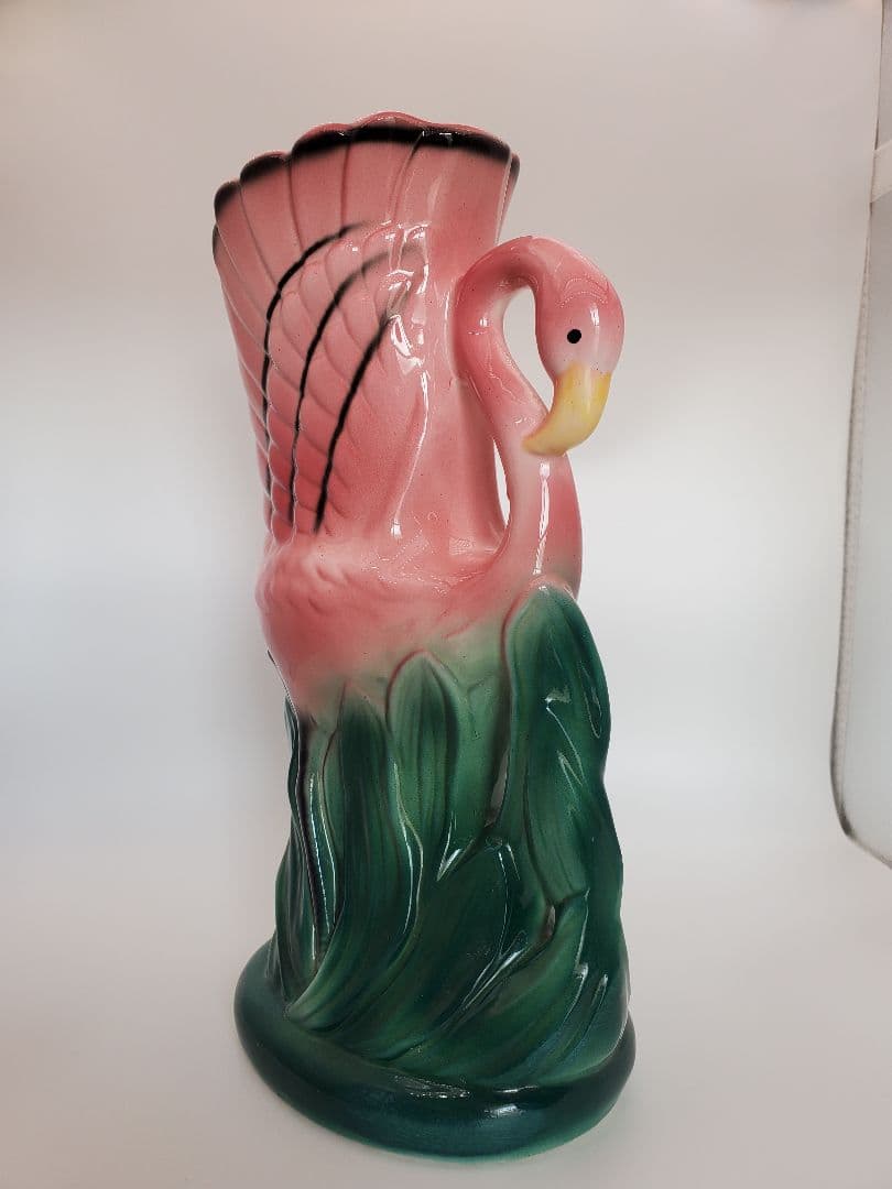 レトロフラミンゴ陶器花瓶