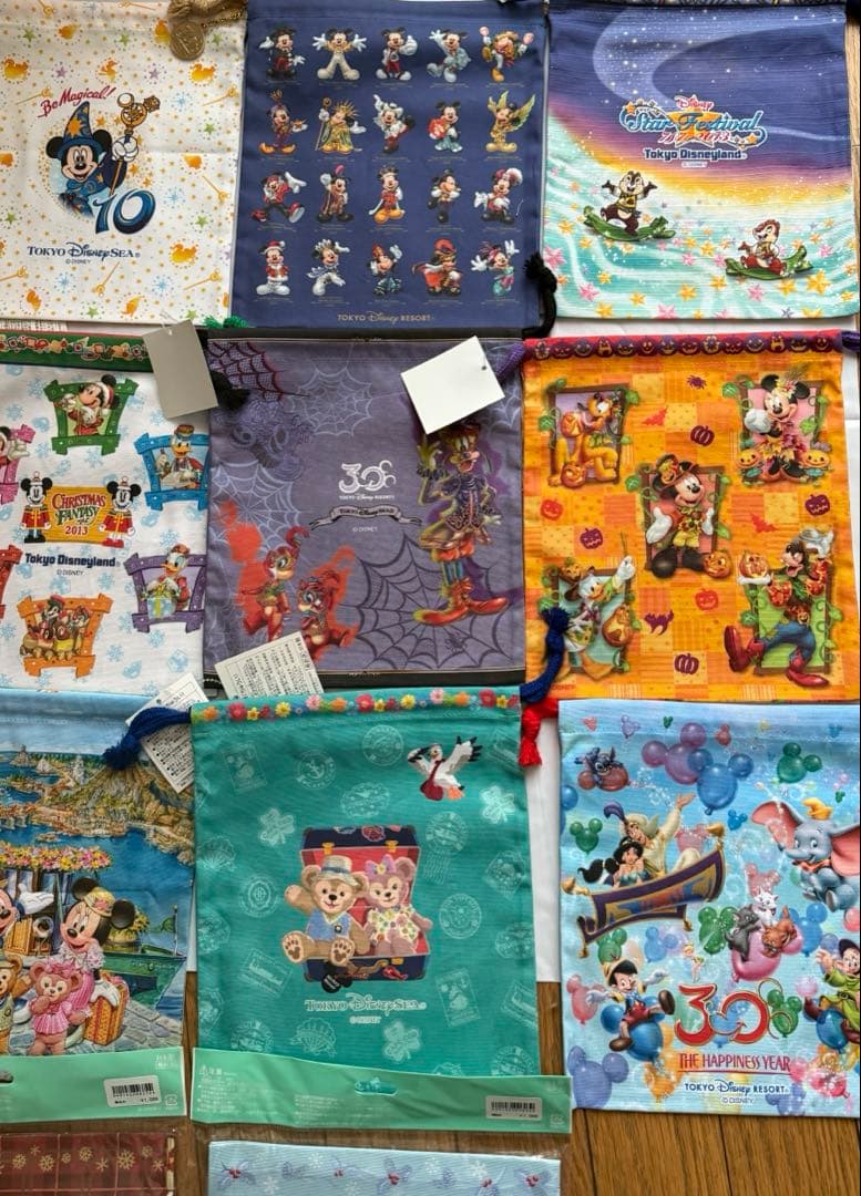 新品タグ付東京ディズニーリゾート巾着14点セット ダッフィーミッキーミニーホテル