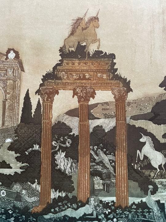 銅版画 : 山下清澄 フォロ・ロマーノ 1 「イタリアの幻想」シリーズ