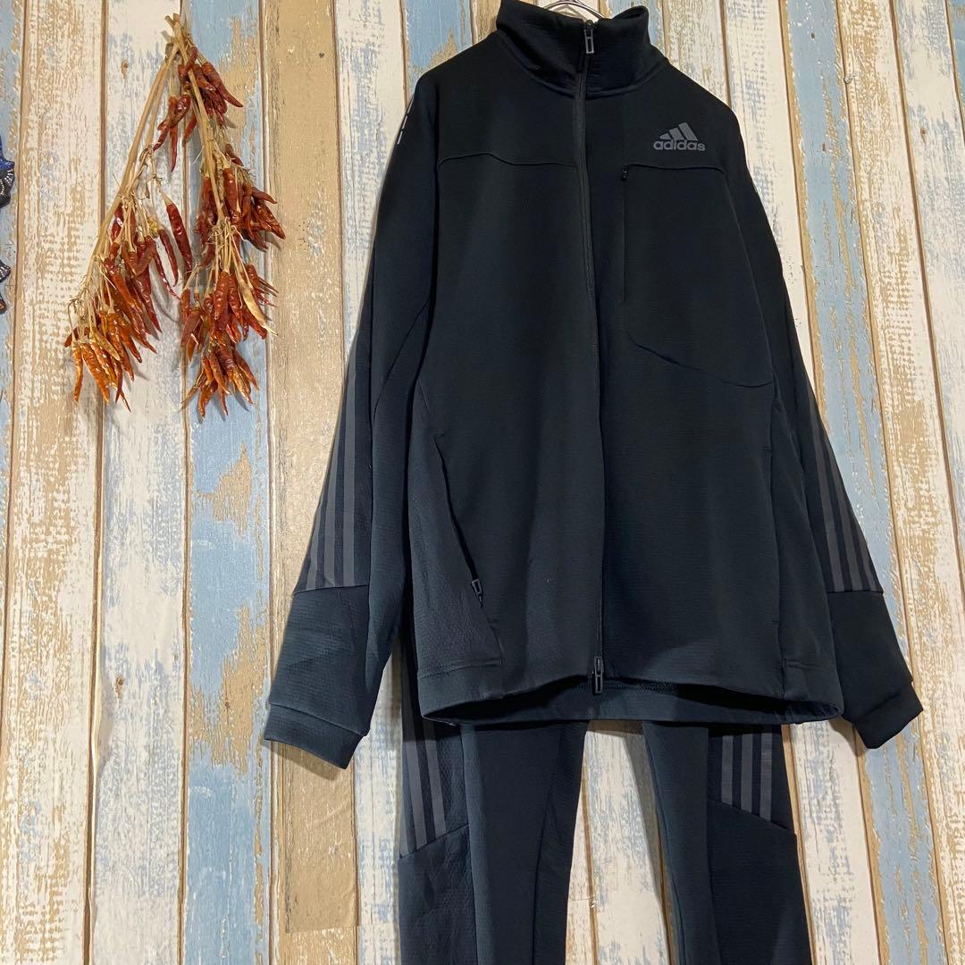 【adidas 】アディダス　メンズブラック ジャージ上下セット Lサイズ