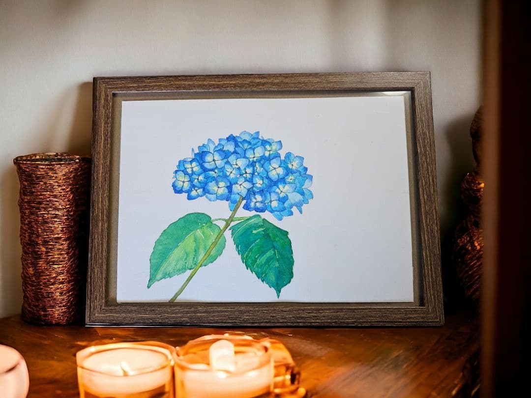 【原画販売】青い紫陽花の水彩画