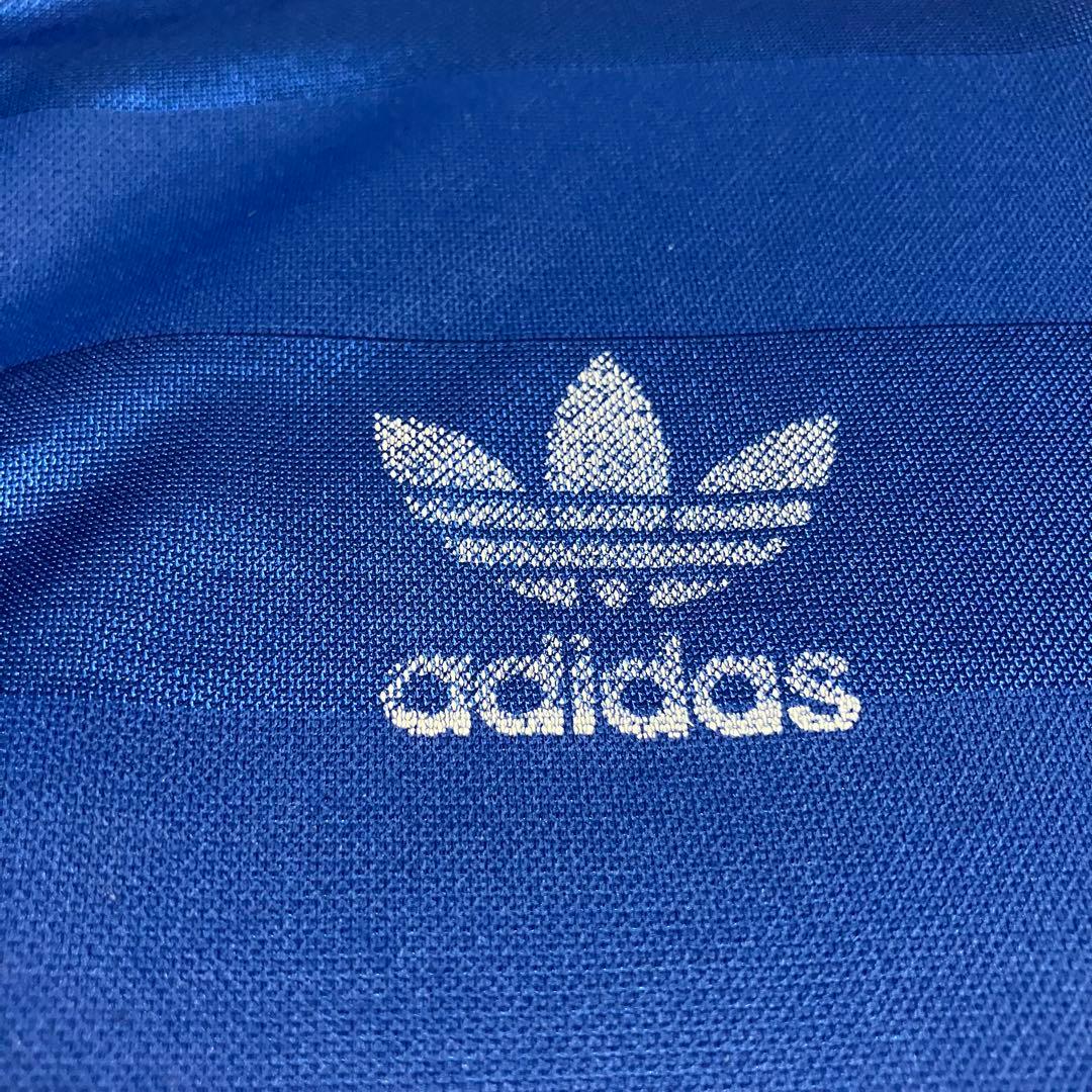 【90s】adidasゲームシャツ長袖ピケ　ヴィンテージ　サイズOトレフォイル青