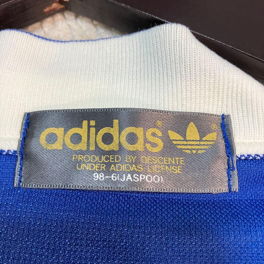 【90s】adidasゲームシャツ長袖ピケ　ヴィンテージ　サイズOトレフォイル青