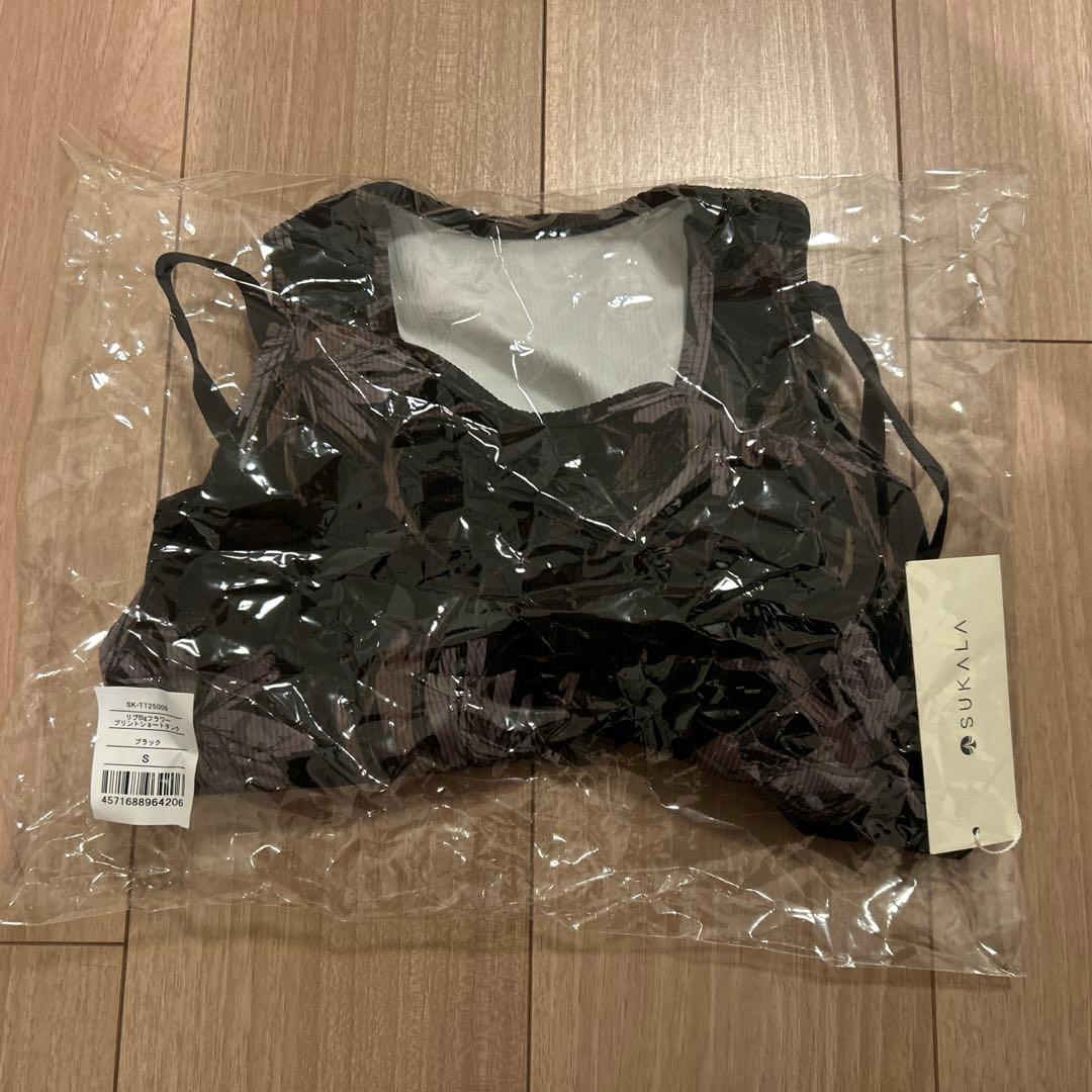 【新品未開封】SUKALA リブBigフラワープリントショートタンク ブラックS
