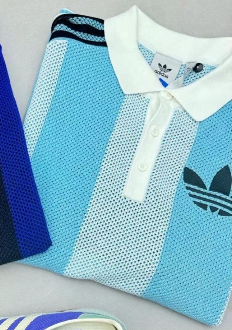 新品2XL Adidas ショートスリーブ ポロシャツJL5976 スカイブルー