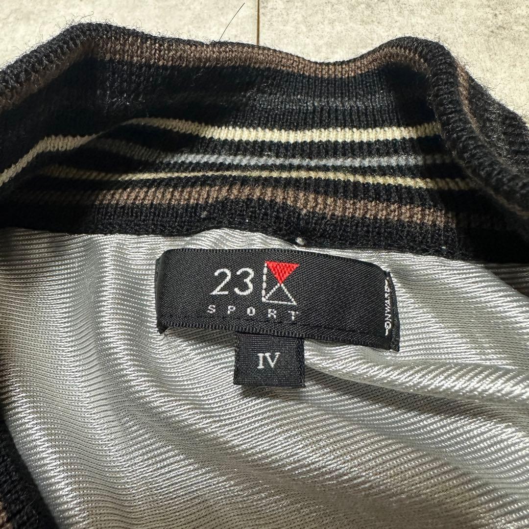 23区スポーツ 大きいサイズ 黒 ニットセーター ボタン付ゴルフ2way XL