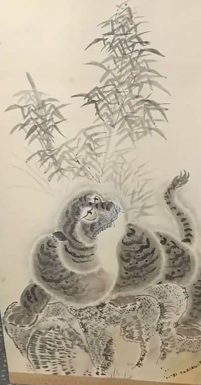 掛け軸 虎 無落款 大幅