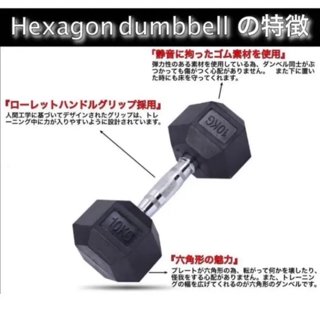 ダンベル 10kg 2個セット スタイリッシュ 六角 筋トレ