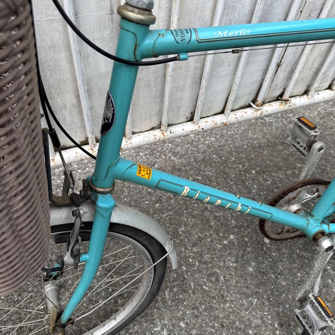ビアンキ青緑色 シティバイク 前カゴ付き