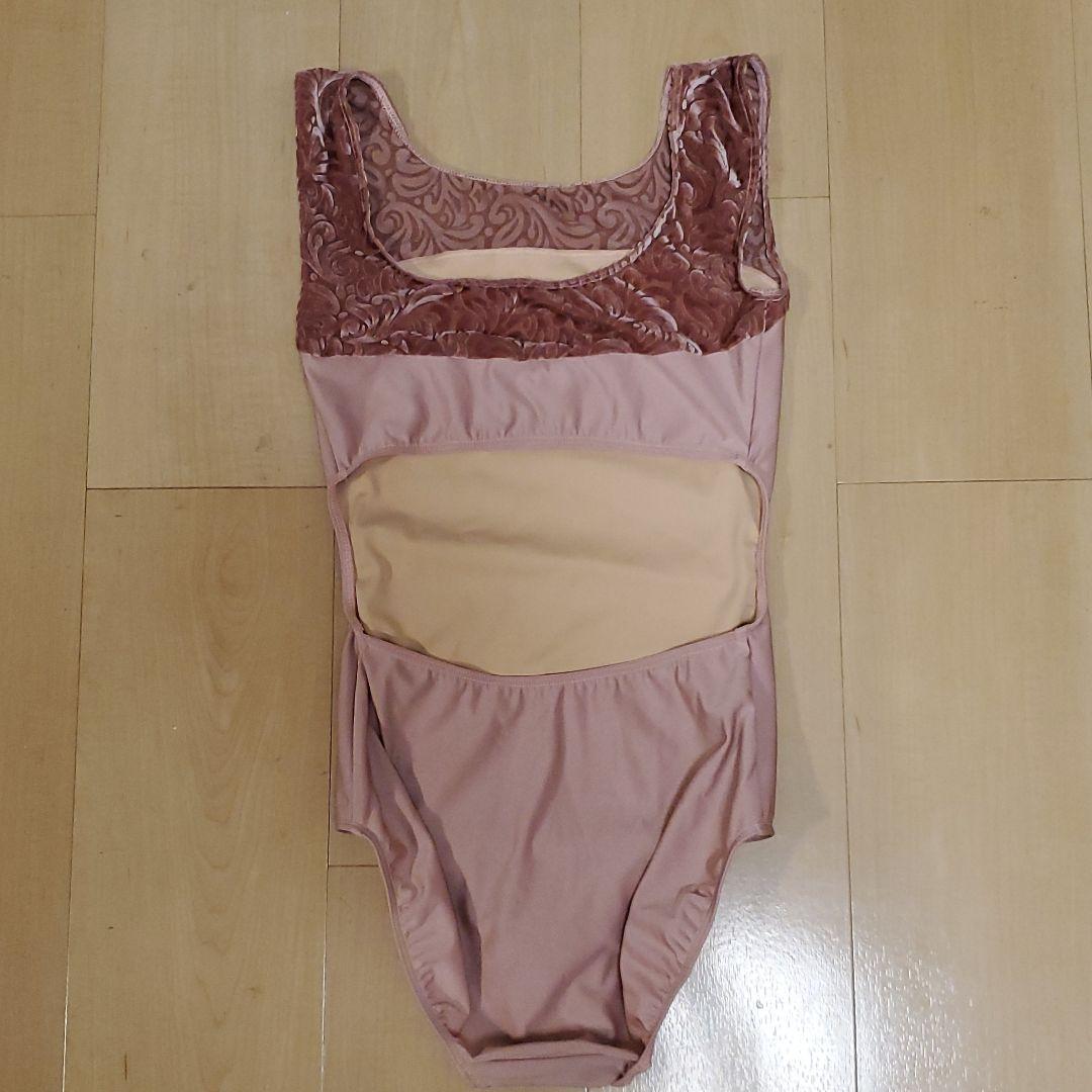 再値下げ‼️ 新品‼️ eleve レオタード M フロッキー柄 ローズピンク