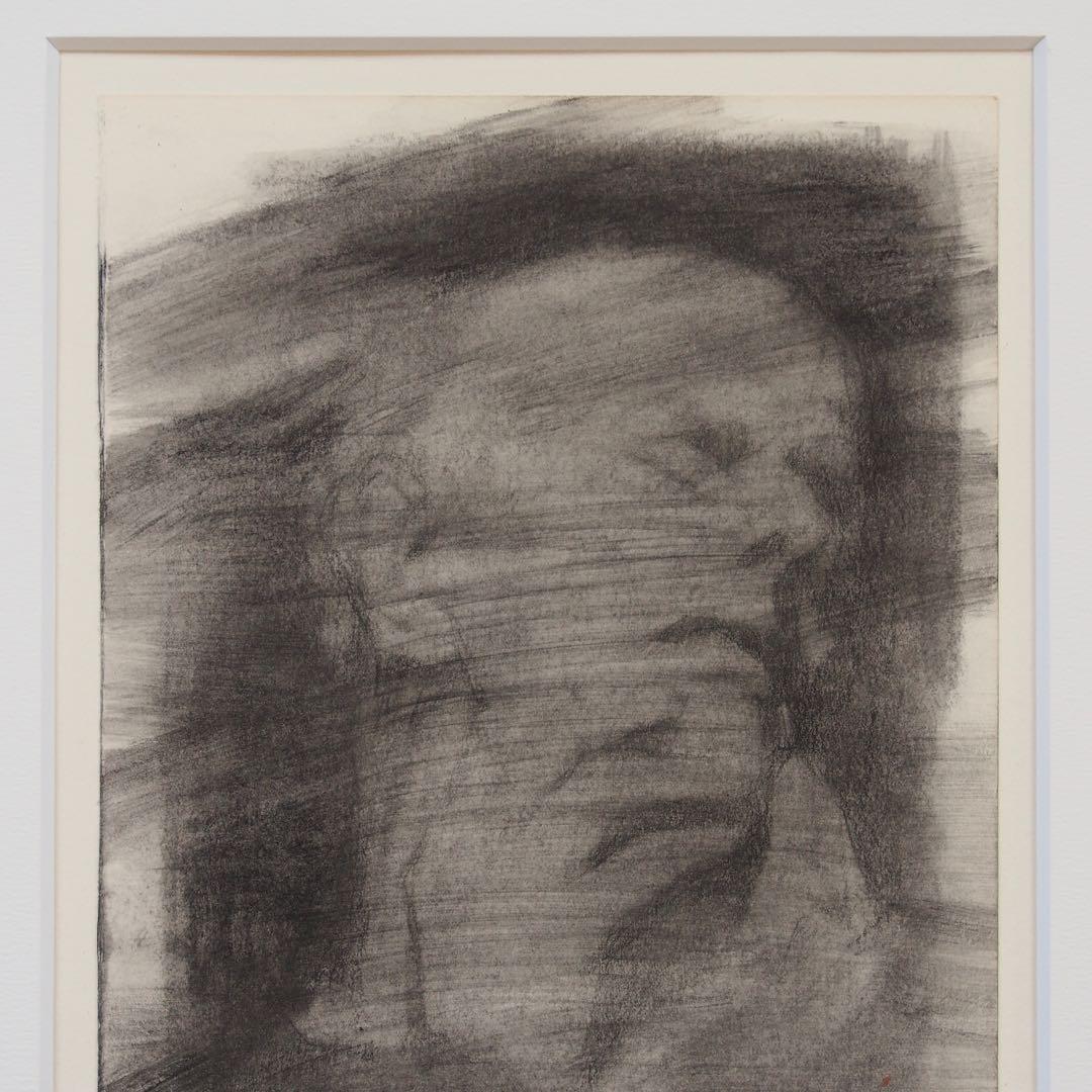 人物画 木炭 鉛筆 オリジナル作品 マット付き アート 絵画 ドローイング