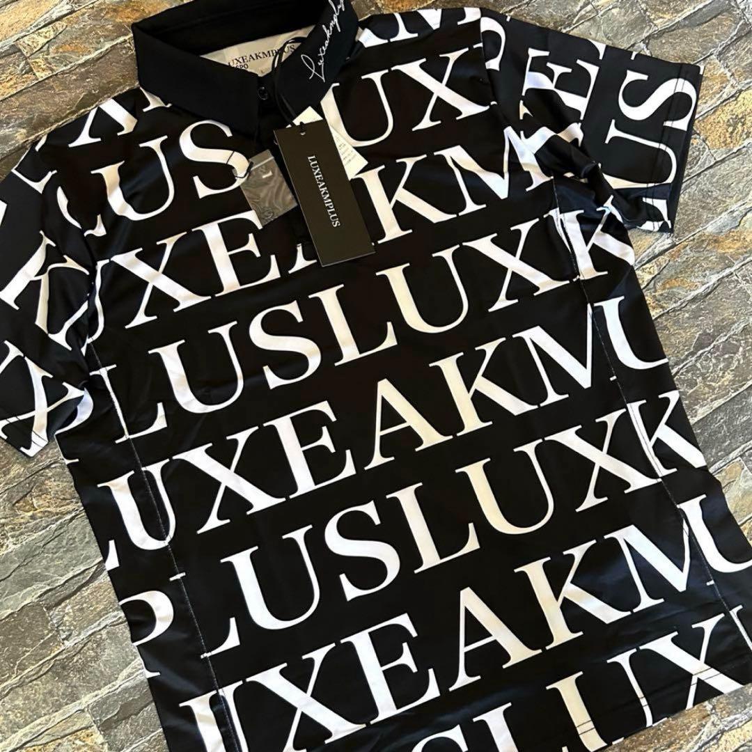 【新品】LUXEAKMPLUS AKM／総柄ロゴ ゴルフウェア ポロシャツ L