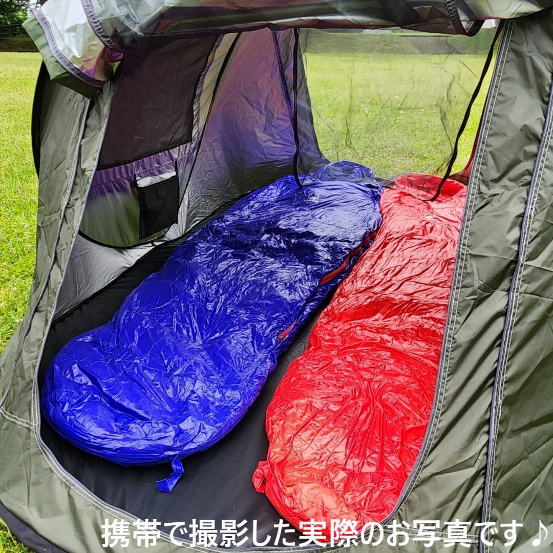 アウトドア　防水　グース　ダウン　マミー型 寝袋　シュラフ レッド　400g