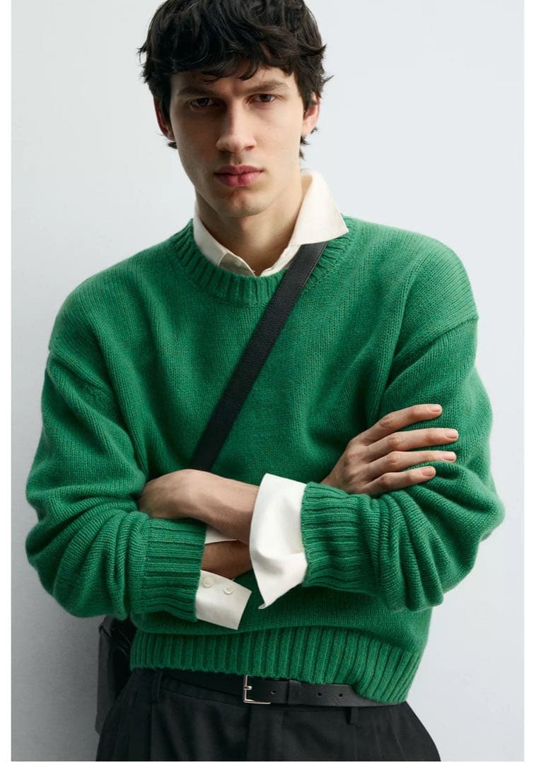 【今期‼️新品未使用品‼️】ZARA　ウール100%セーター　\" XL/グリーン\"