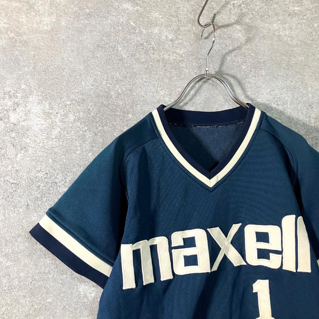 デサント 80、90s maxell ユニフォーム　社会人野球　ネイビー