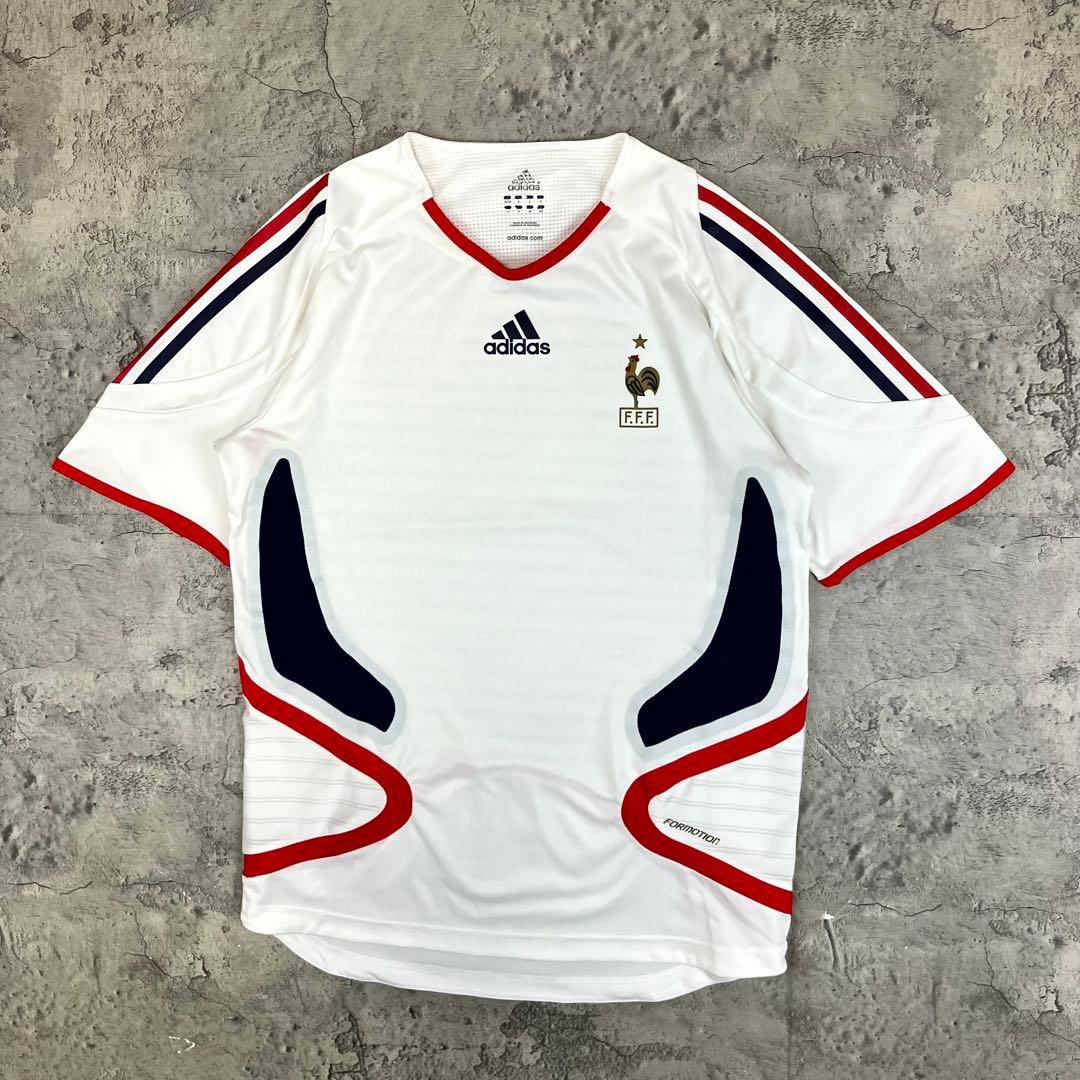 adidas サッカーフランス代表 トレーニングシャツ 古着 トリコロール ロゴ