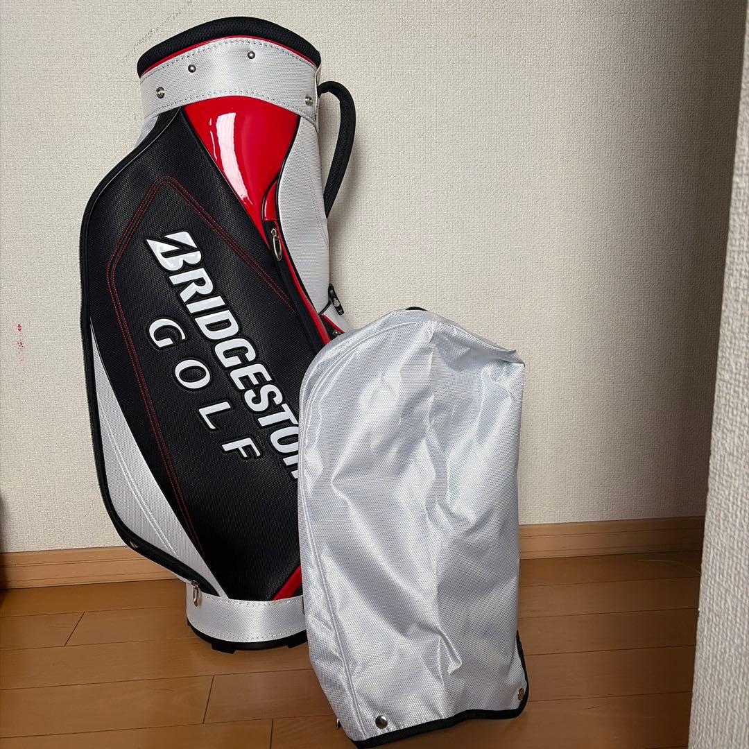 BRIDGESTONE ゴルフバッグ 黒赤白 カバー付き