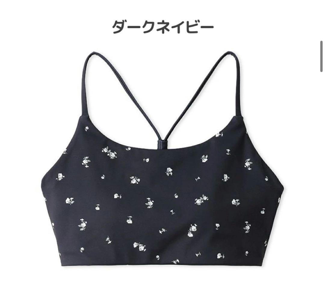 emmi yoga ヨガ　ミニフラワーUVカット　ブラトップ　レギンス　ネイビー