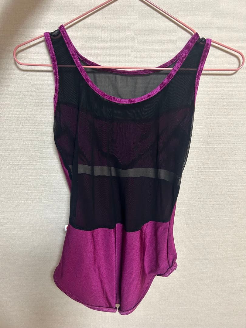 レオタードyumiko 紫色 メッシュ背面 バレエ レオタード