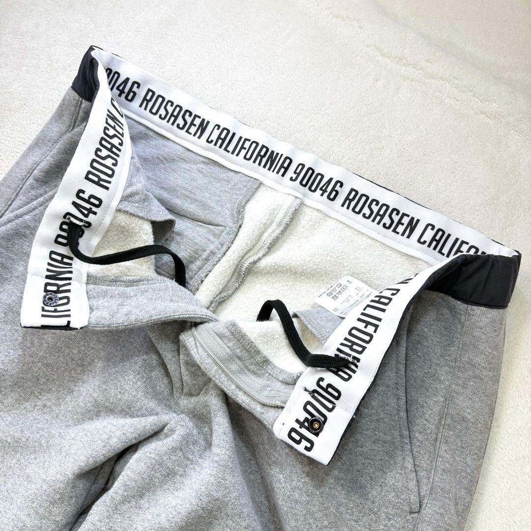 Rosasen 刺繍ロゴ 裏起毛 ウエストゴム スウェットジョガーパンツ L