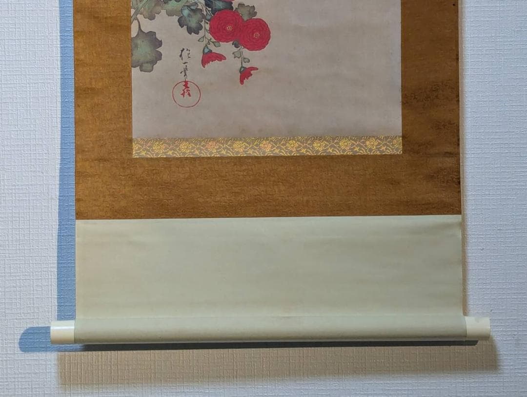 【真作】【複製】掛軸　酒井抱一　工芸画　菊花小禽図　花鳥画　花鳥美術　U85
