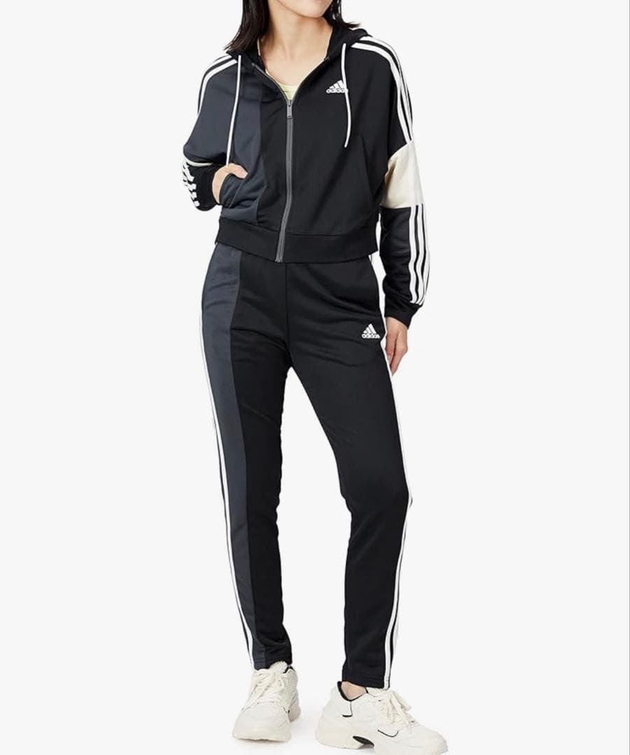 adidas ジャージ上下セット レディース M セットアップ ブラック 新品