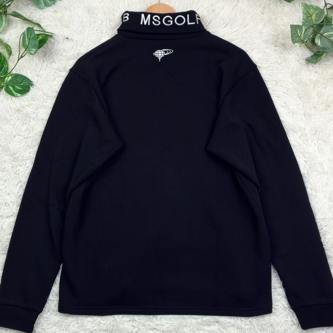 美品　ビームスゴルフ　裏ボア　リブロゴ　タートルネックシャツ　L　ブラック