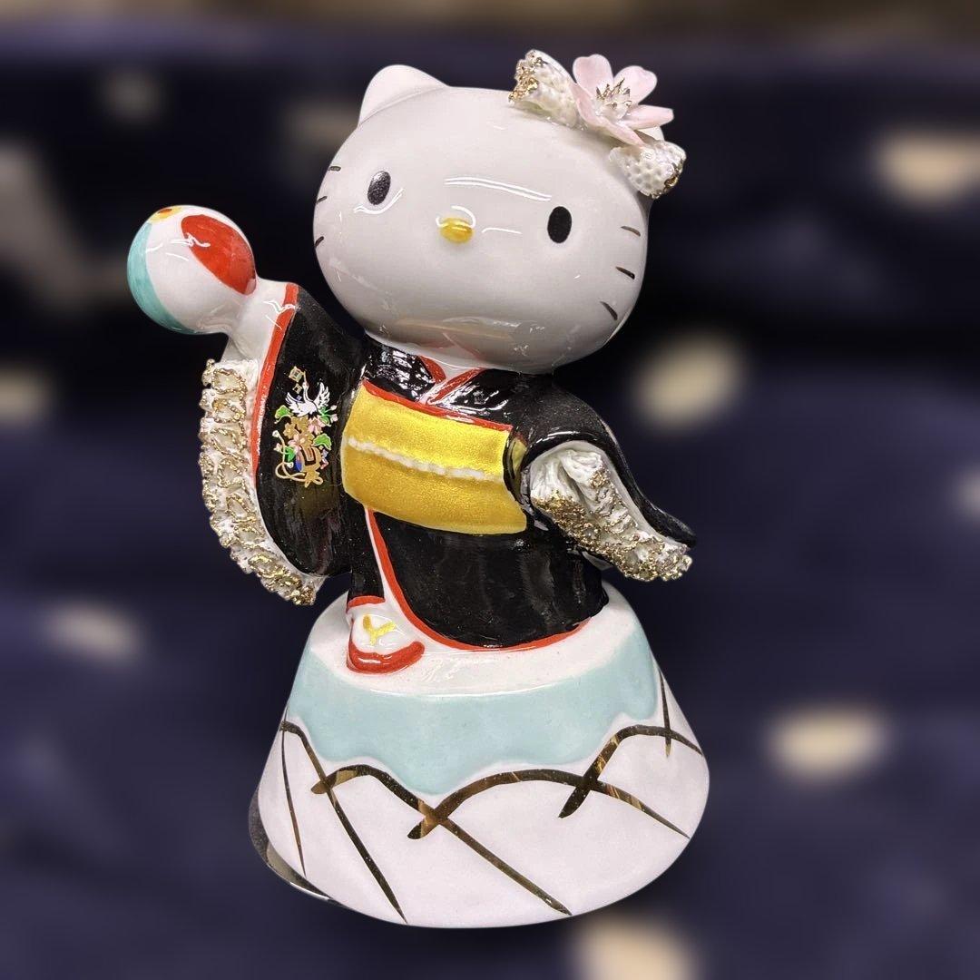 ハローキティ 着物 陶器人形 日本製オルゴール