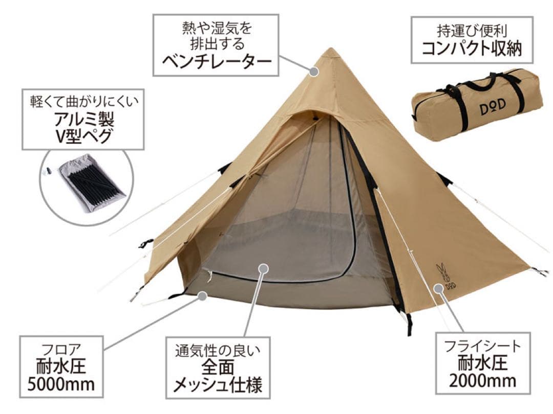 新品　未使用　DOD ワンポールテントS キャンプテント