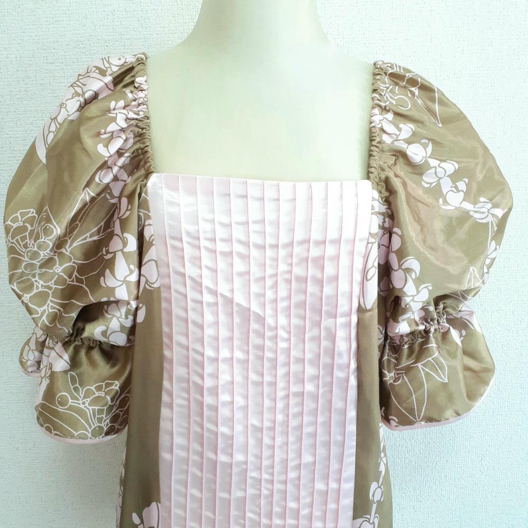 美品◎メネフネプランテーション フラダンス用ドレス ピンク 桃 ベージュ 白茶