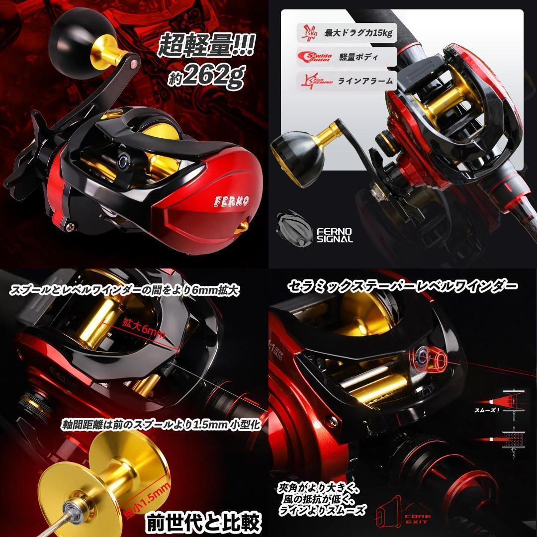 YU281右 ベイトリール 釣りリール 深溝スプール ラインアラーム警報システム