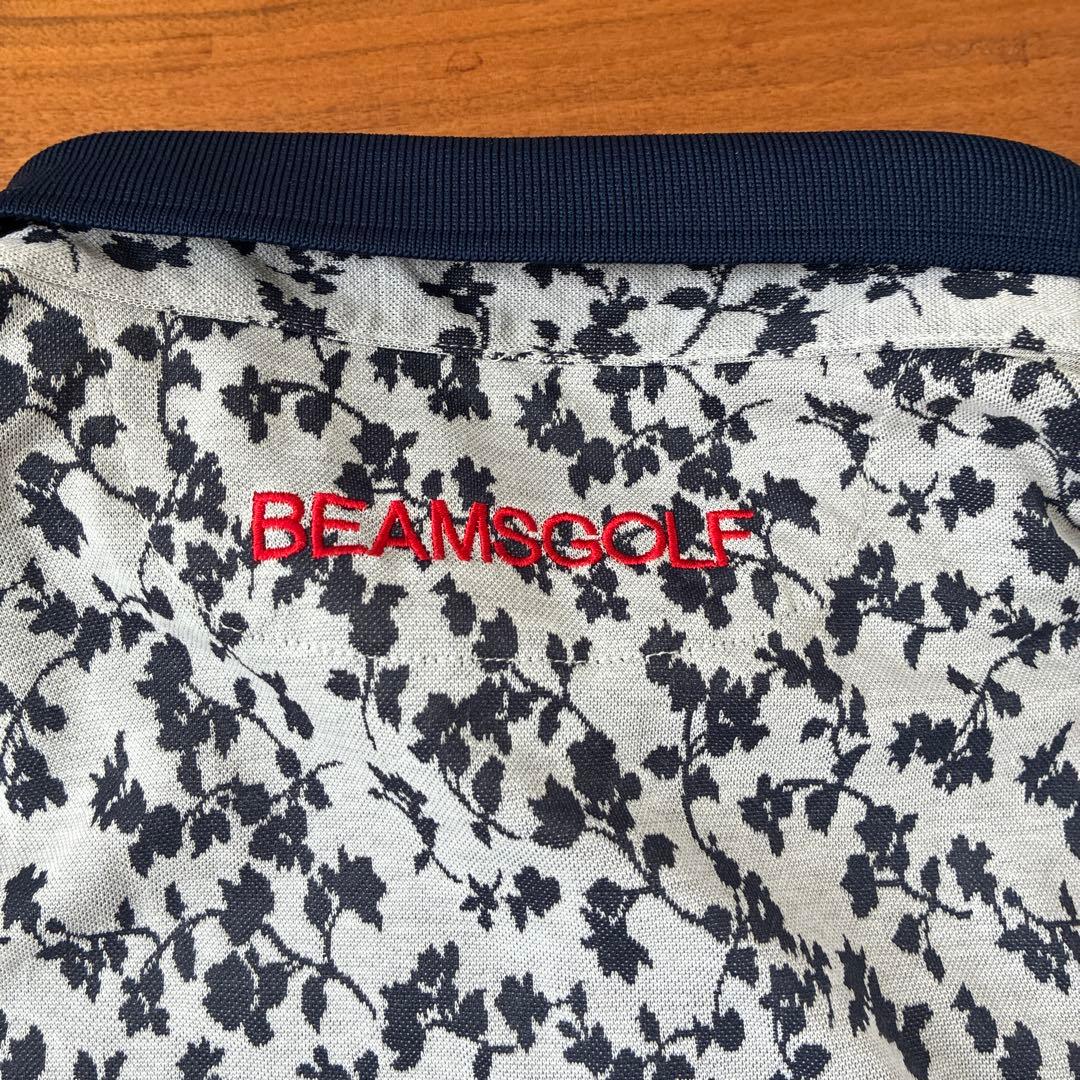 美品 BEAMS GOLF 総柄ポロシャツ 花柄Lサイズ 日本製 ゴルフウェア.