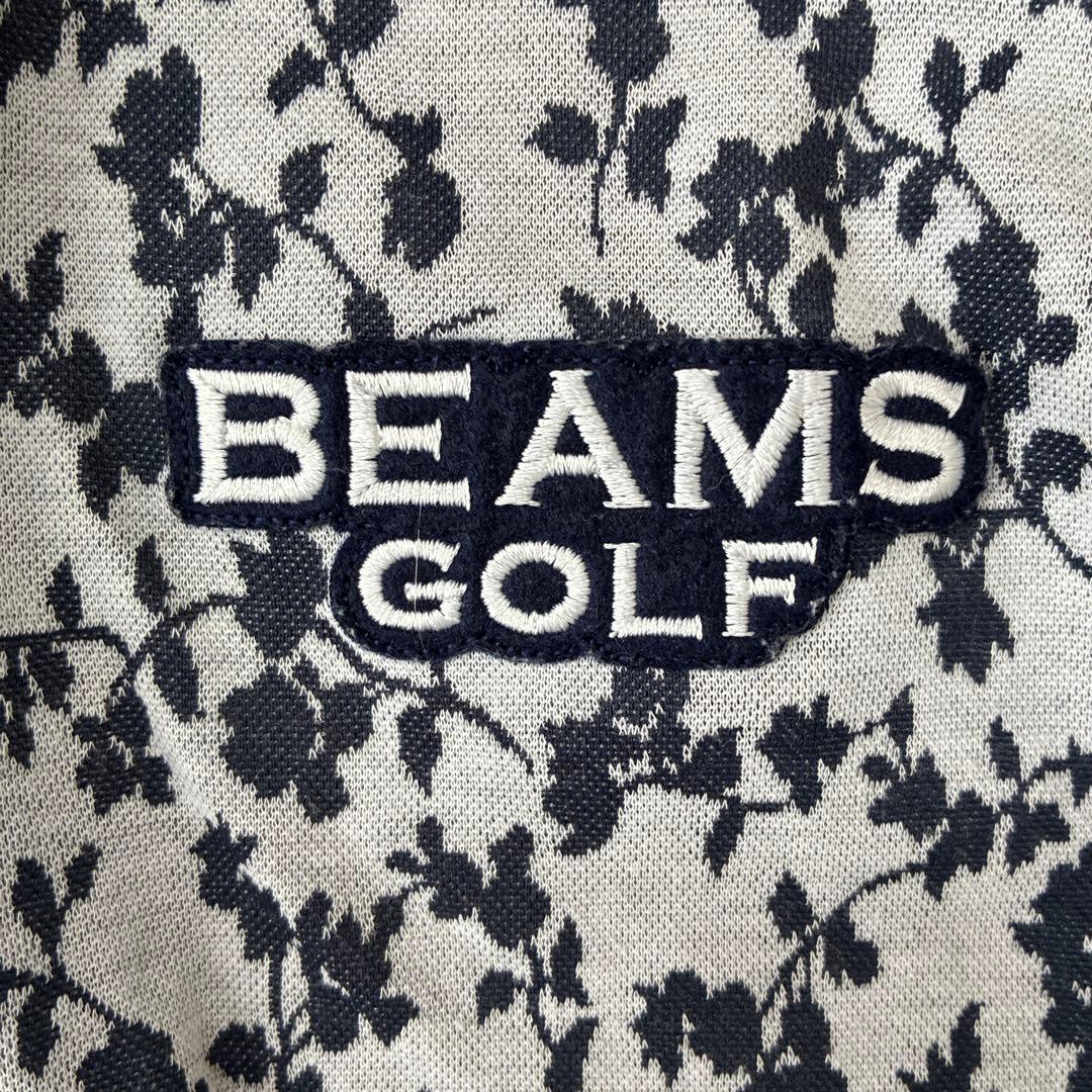 美品 BEAMS GOLF 総柄ポロシャツ 花柄Lサイズ 日本製 ゴルフウェア.