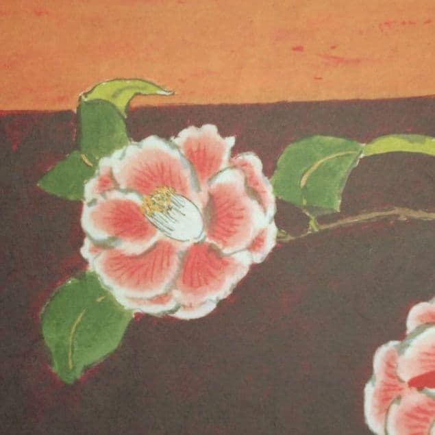 青木乃里子 椿 ジクレー 版画 額装品 和風 花 フラワー インテリア 水墨画