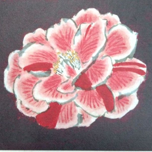 青木乃里子 椿 ジクレー 版画 額装品 和風 花 フラワー インテリア 水墨画