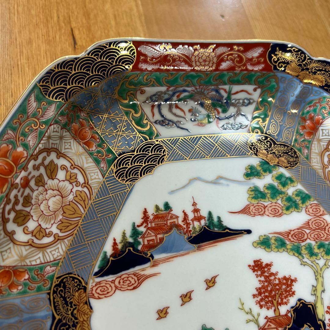 有田焼 古伊万里 錦色絵山水 幸楽窯 六角大皿