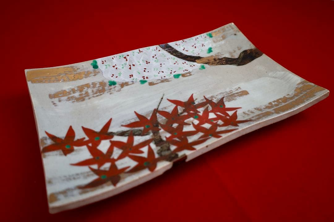 魯山人シリーズ【魯山人写しの器　色絵春秋長角盛皿　寺田春栄　作】