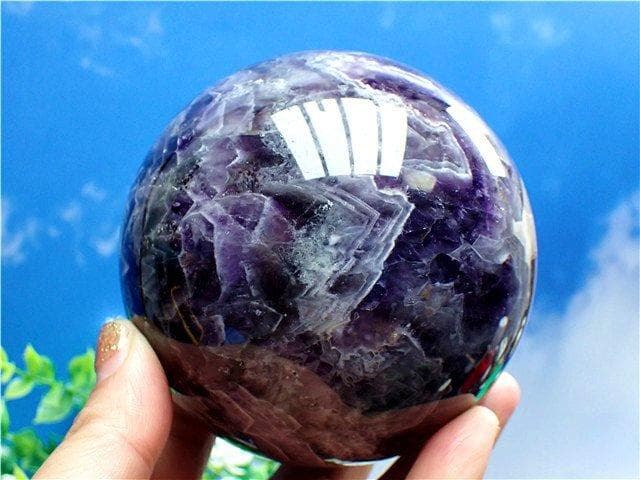 1145g天然～愛の守護石～夢幻紫水晶アメジスト丸玉B89G1/244G02B