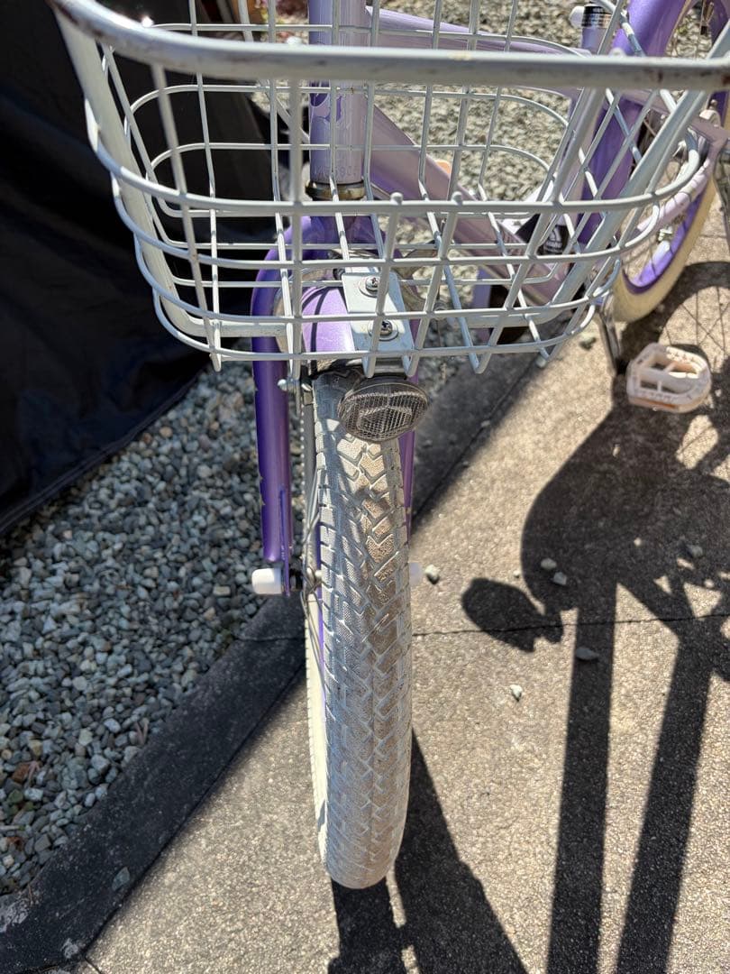 引き取り専用 アサヒ幼児用自転車 紫色 前面バスケット付き