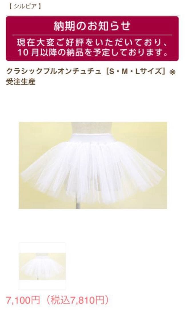 【試着のみ・新品】シルビア　クラシック　チュチュボン　ホワイト Lサイズ
