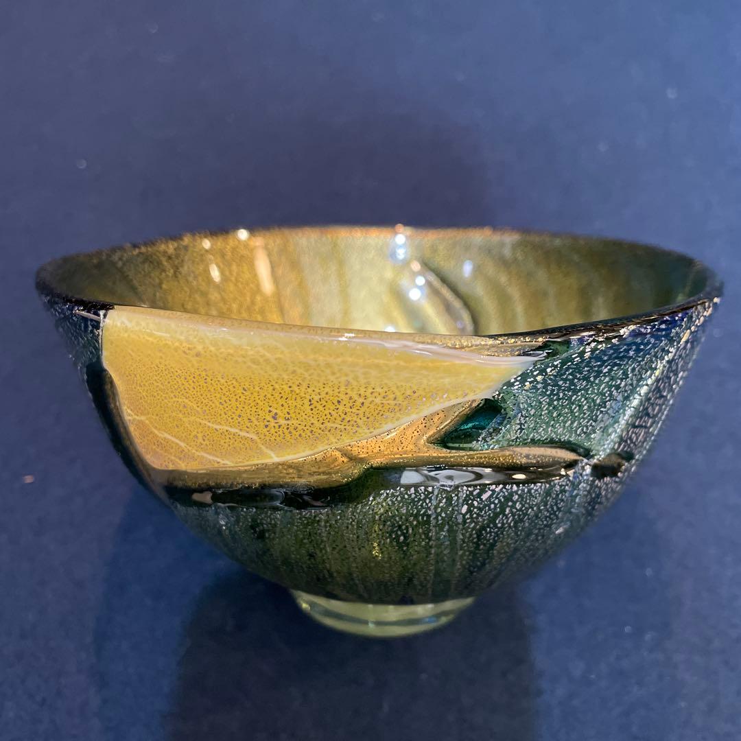 『西中 千人』(にしなか ゆきと)作のガラスの【呼継 茶碗】共箱※美品