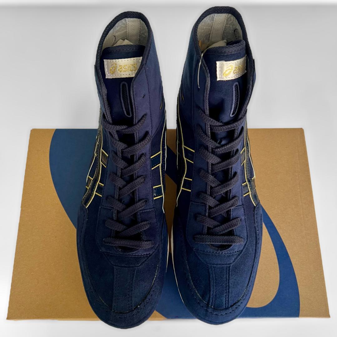 asics レスリングシューズ 1083A001 ネイビーxゴールド25.5cm