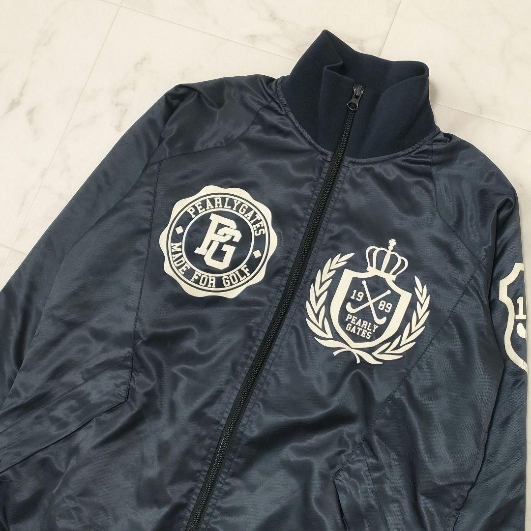 パーリーゲイツ　ジップジャケット　蓄熱　フェルトロゴ　光沢　ネイビー　サイズ1