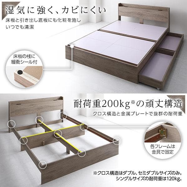 ベッド ダブル ポケットコイルマットレス付き グレージュ ds-2423283