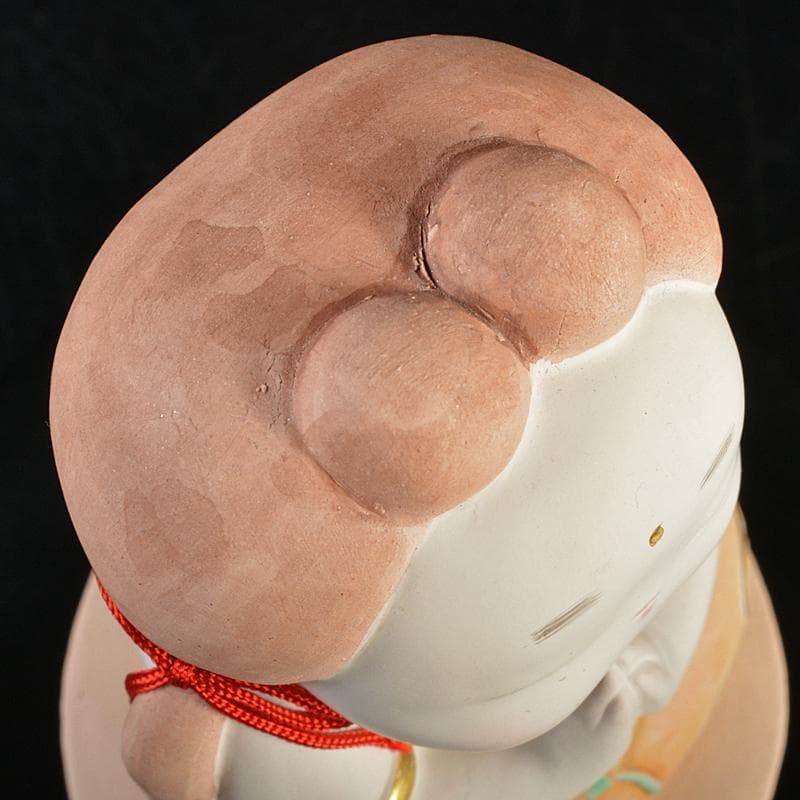博多人形　人形師　二代戸畑茂四郎作　福々観音　置物　台付　V　R7113