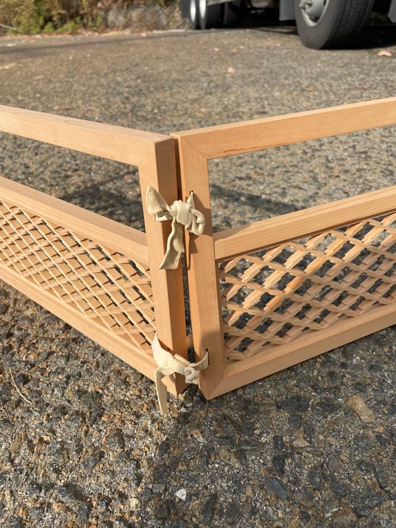 煎茶炉屏風　組子 組子細工 建具職人 日本伝統 桧木　透彫　煎茶道具