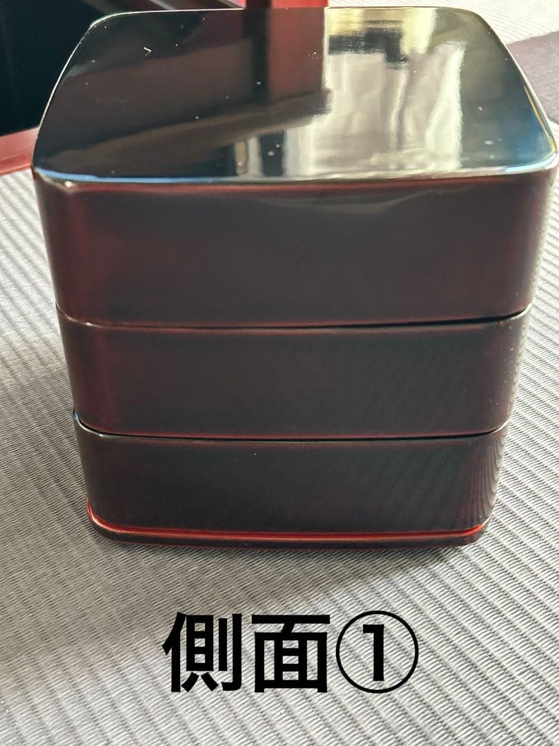 本うるし塗り　会津塗り　重箱　天然木　5寸（15㎝）　三段重　多分未使用　箱入り
